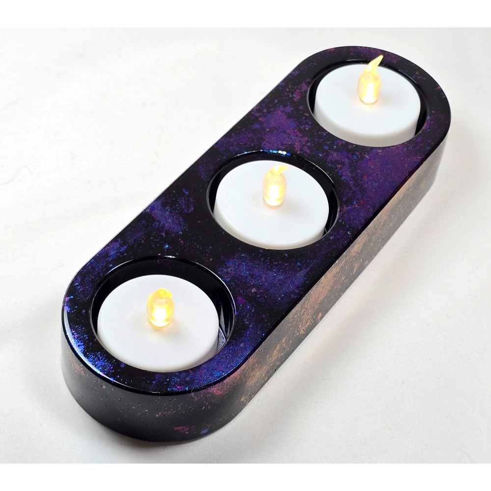 Handmade Resin Tealight Candle Holder Purple Blue Black Colorshifting  Shimmer